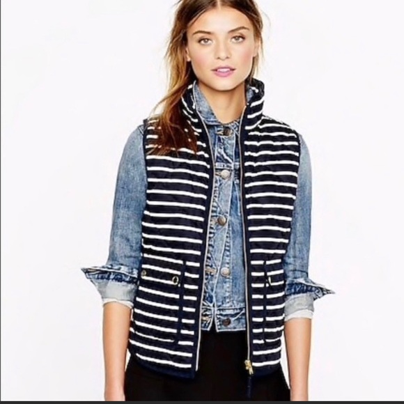 J Crew Quilted Down Excursion Vest in Stripe - Picture 2 of 8